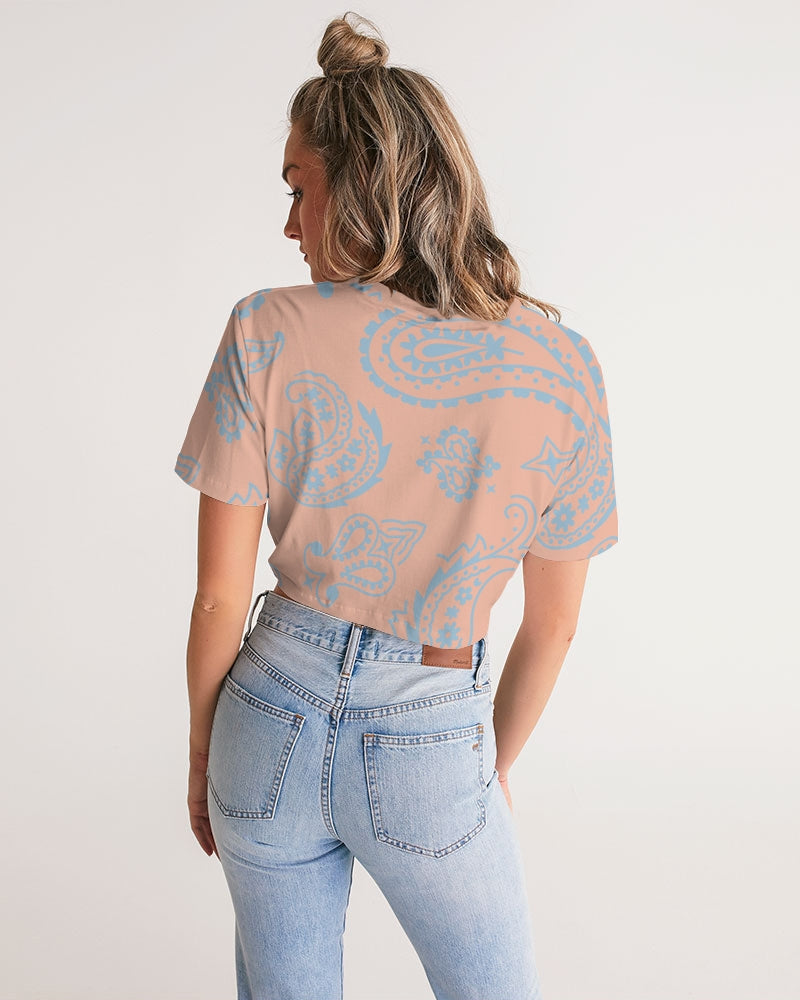 Bandana Print  Women's Twist-Front Cropped Tee
