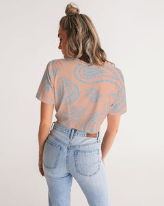 Bandana Print  Women's Twist-Front Cropped Tee
