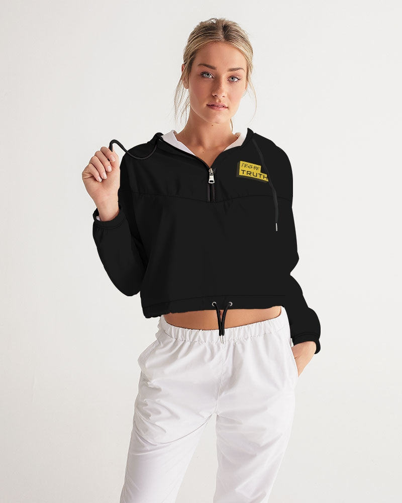 Black & Yellow Women's Cropped Windbreaker
