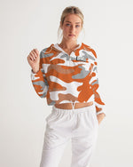 Load image into Gallery viewer, Orange Camo Women&#39;s Cropped Windbreaker
