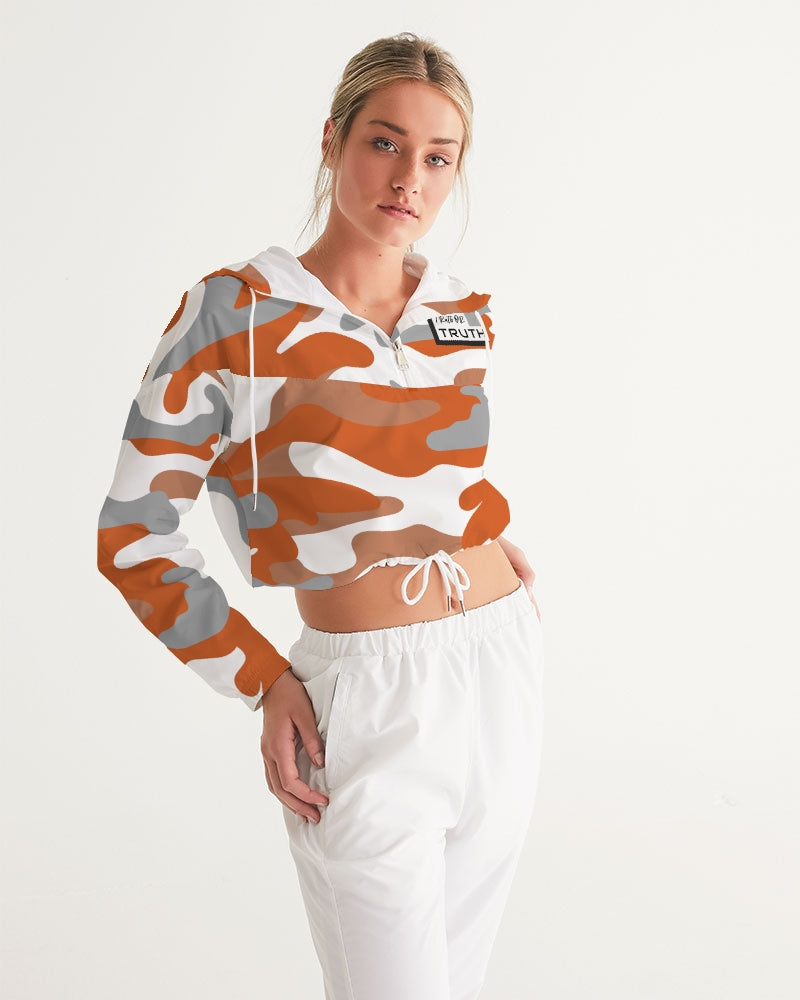 Orange Camo Women's Cropped Windbreaker