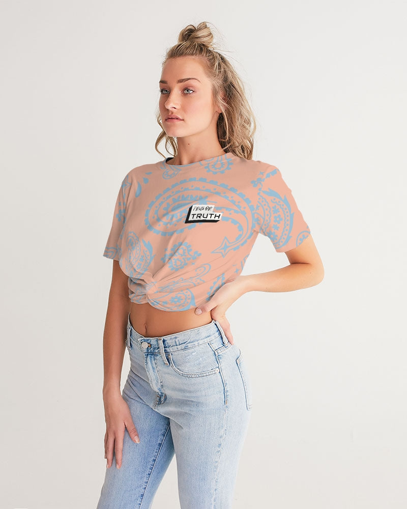 Bandana Print  Women's Twist-Front Cropped Tee