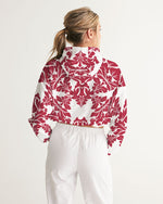 Load image into Gallery viewer, TruthorTruth Red Floral Cropped Windbreaker
