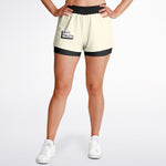 Load image into Gallery viewer, Women&#39;s Cream and Black 2 in 1 shorts
