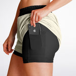 Load image into Gallery viewer, Women&#39;s Cream and Black 2 in 1 shorts
