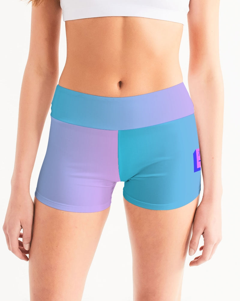 Topaz Gradient Women's Mid-Rise Yoga Shorts