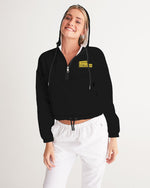 Load image into Gallery viewer, Black &amp; Yellow Women&#39;s Cropped Windbreaker
