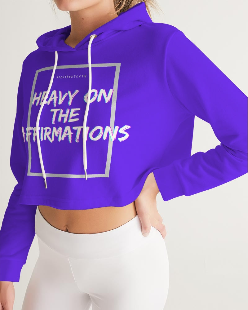 Heavy On The Affirmations Purple Women's Cropped Hoodie