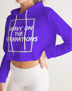 Load image into Gallery viewer, Heavy On The Affirmations Purple Women&#39;s Cropped Hoodie
