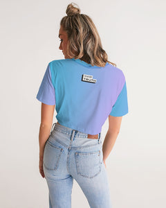 Still Me Topaz Gradient Women's Twist-Front Cropped Tee