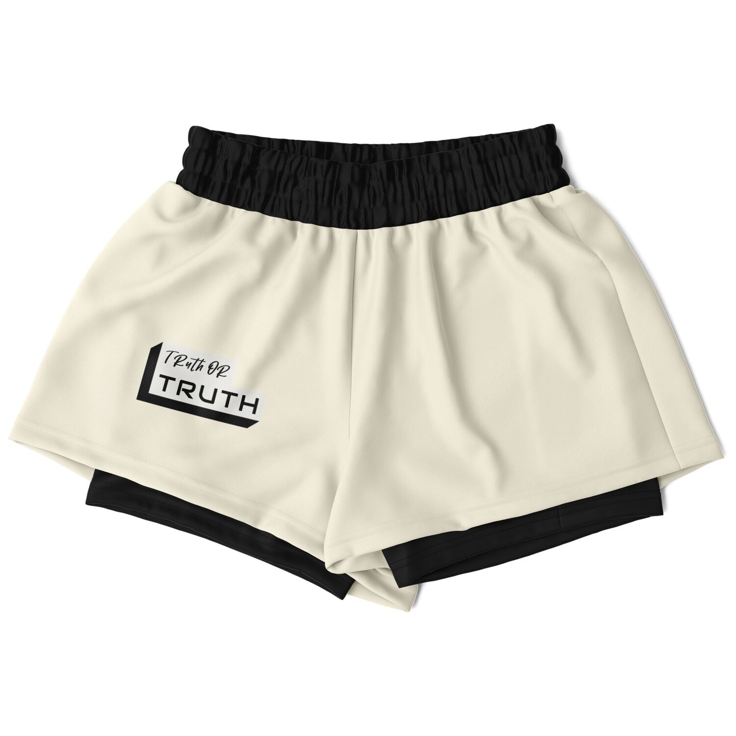 Women's Cream and Black 2 in 1 shorts