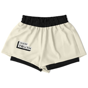 Women's Cream and Black 2 in 1 shorts
