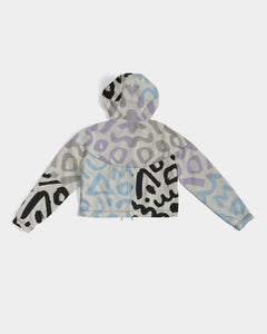 Abstract Retro Pattern Women's Cropped Windbreaker
