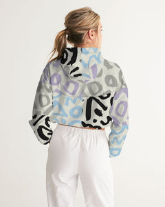 Abstract Retro Pattern Women's Cropped Windbreaker