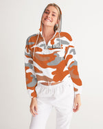 Load image into Gallery viewer, Orange Camo Women&#39;s Cropped Windbreaker
