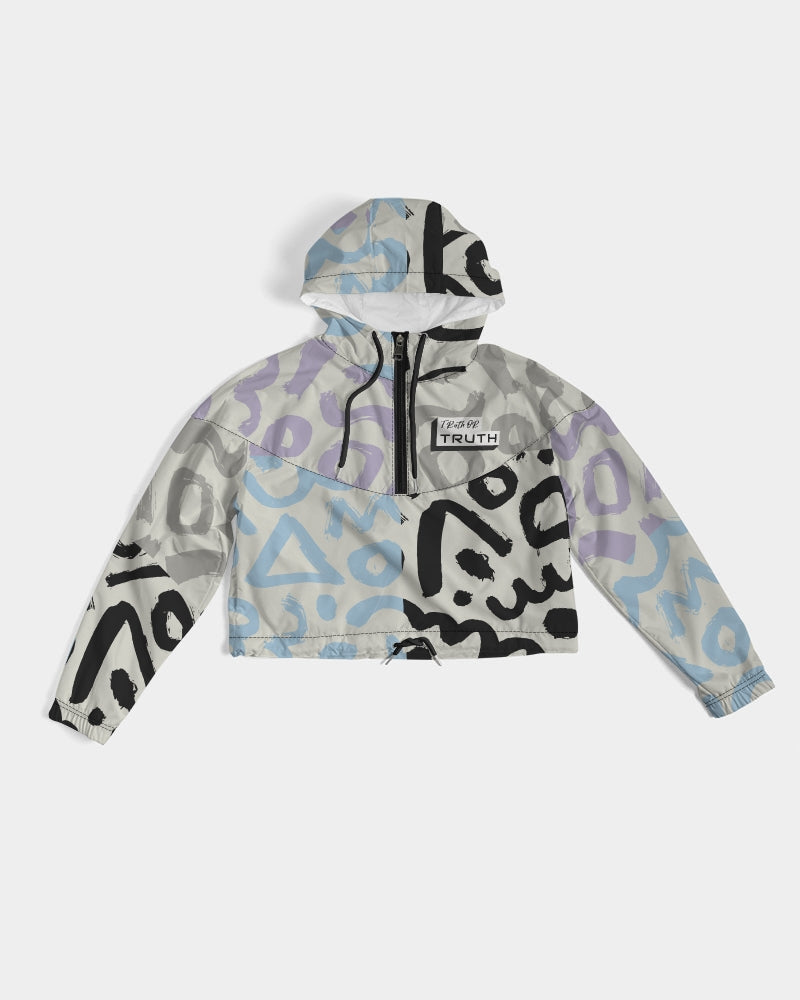 Abstract Retro Pattern Women's Cropped Windbreaker