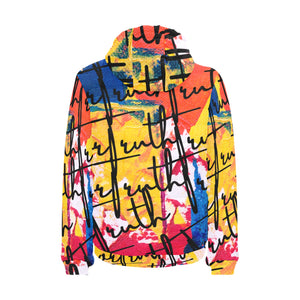 Mens Abstract Hooded Bomber Jacket