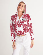 Load image into Gallery viewer, TruthorTruth Red Floral Cropped Windbreaker
