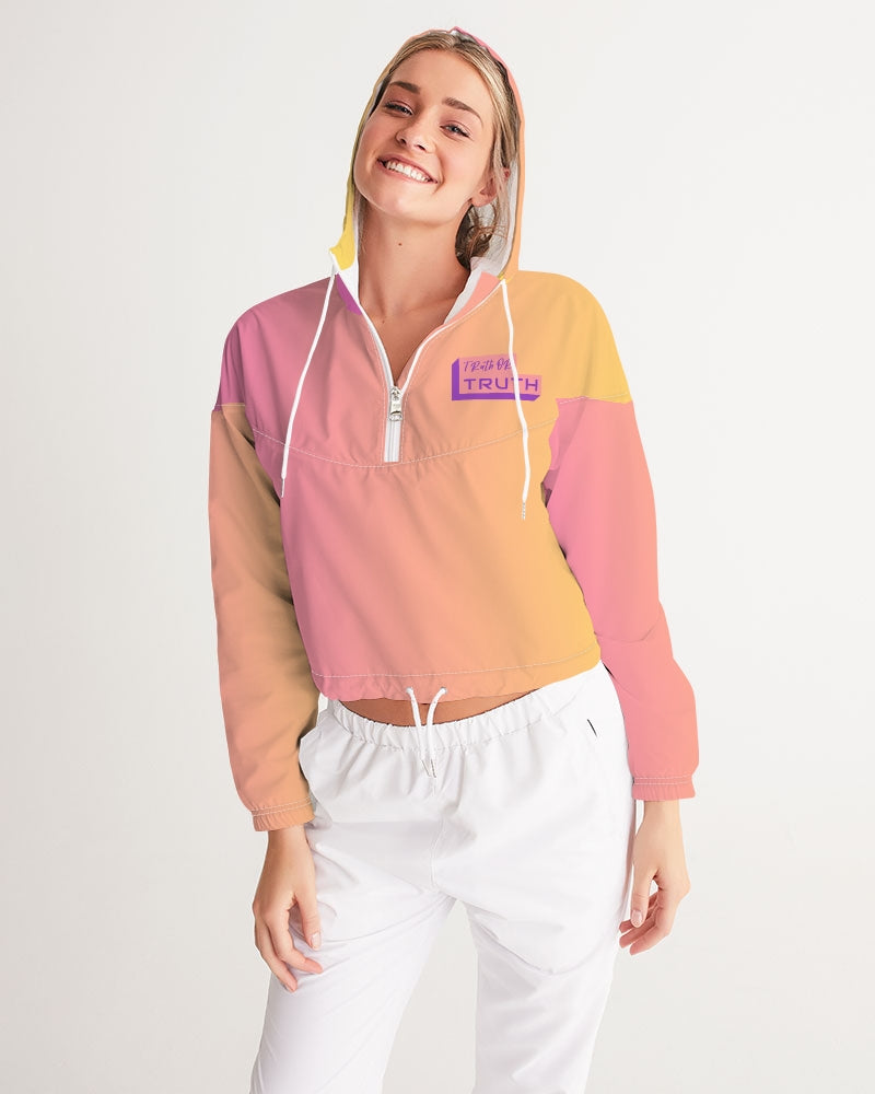 Pink Gradient Women's Cropped Windbreaker