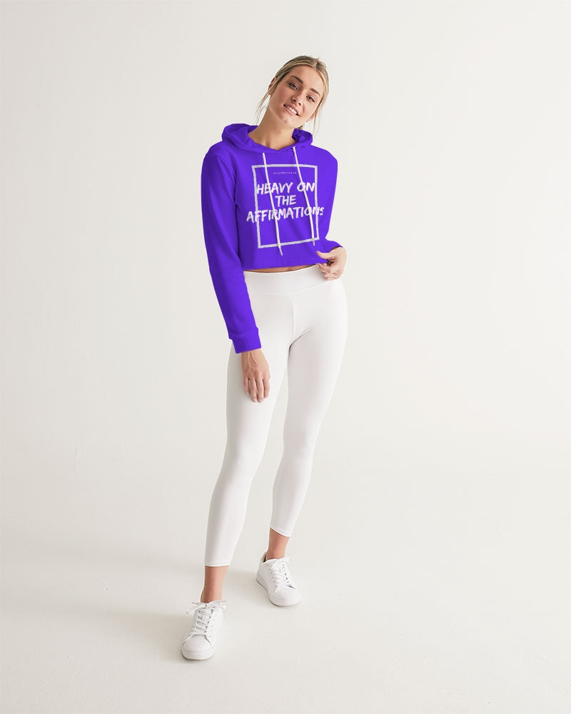 Heavy On The Affirmations Purple Women's Cropped Hoodie