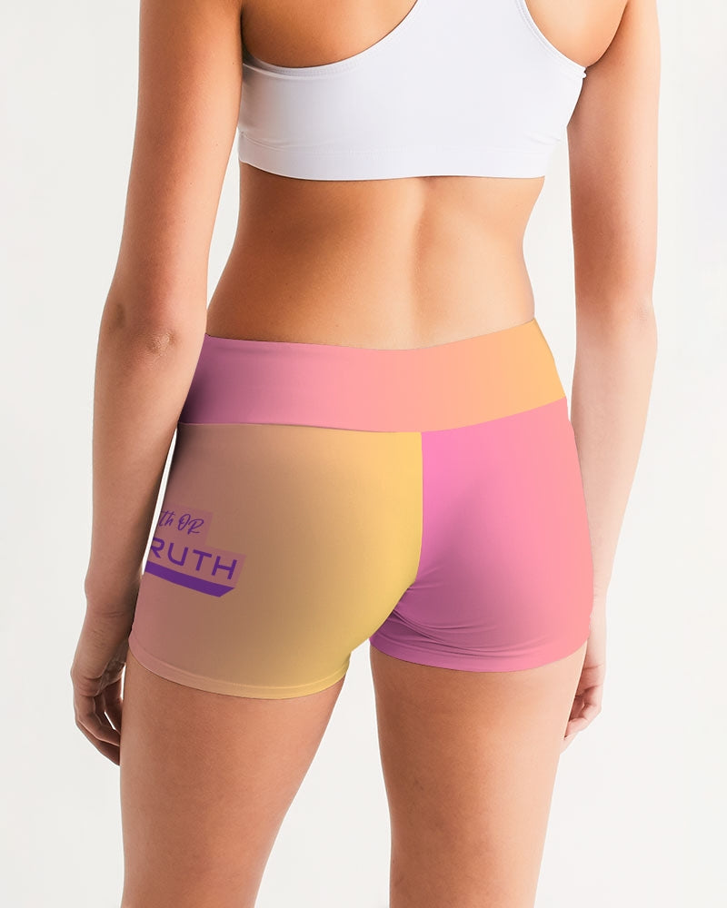 Pink Gradient Women's Mid-Rise Yoga Shorts