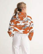 Load image into Gallery viewer, Orange Camo Women&#39;s Cropped Windbreaker
