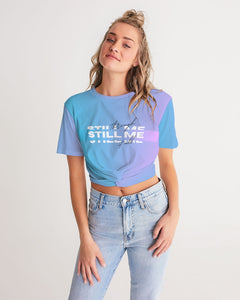 Still Me Topaz Gradient Women's Twist-Front Cropped Tee