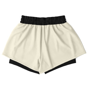 Women's Cream and Black 2 in 1 shorts