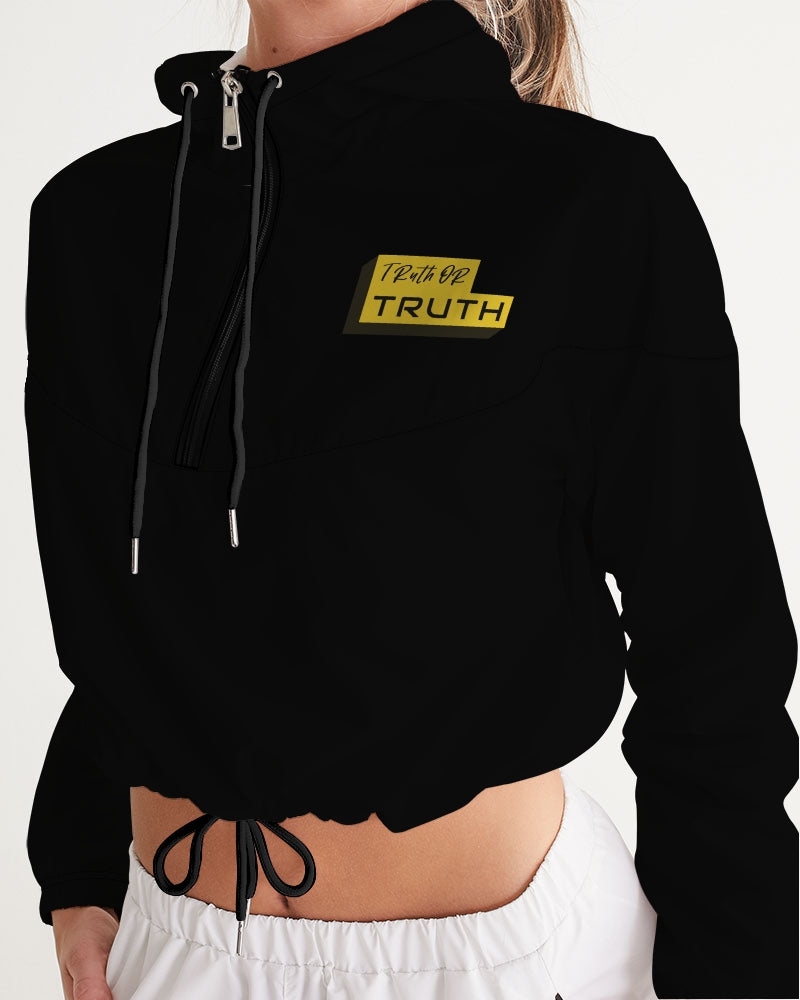 Black & Yellow Women's Cropped Windbreaker