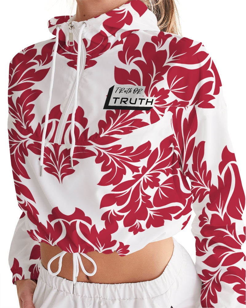 TruthorTruth Red Floral Cropped Windbreaker